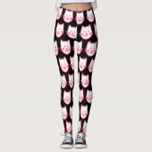 Leggings Motif rose mignon de thème de chat (Devant)