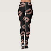 Leggings Motif rose moderne de baiser de lèvres d'or (Dos)