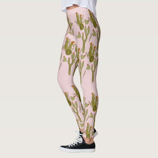 Leggings Motif rose peint à la main Cactus (Gauche)