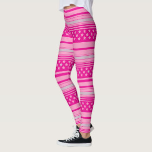 Leggings Motif rose rayé avec étoiles