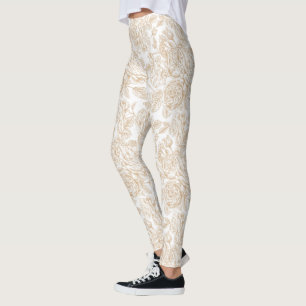 Leggings Motif Rose Vintage beige