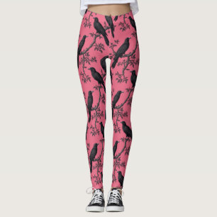 Leggings Motif rose Vintage corbeau
