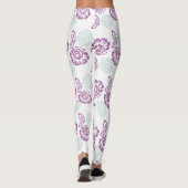 Leggings Motif Rose violet et bleu clair (Dos)
