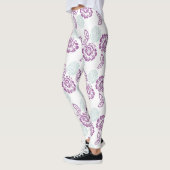 Leggings Motif Rose violet et bleu clair (Gauche)