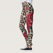 Leggings Motif Roses Rouges Léopard (Gauche)