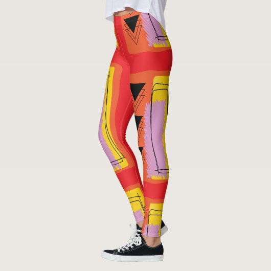 Leggings Motif rouge Abstrait moderne (Gauche)