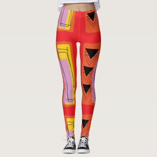 Leggings Motif rouge Abstrait moderne (Devant)