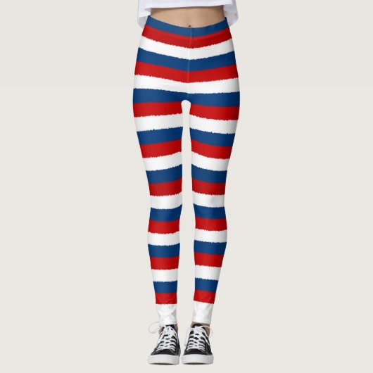 Leggings Motif rouge blanc rayé (Devant)