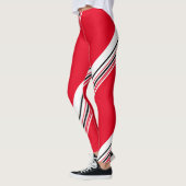 Leggings Motif rouge chaud de rayure mordant (Gauche)