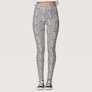 Leggings Motif rouge de bâton de hockey de glace