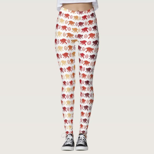 Leggings Motif rouge de singes (Devant)