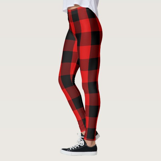 Leggings Motif rouge et noir de plaid de flanelle de (Gauche)
