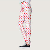 Leggings Motif Rouge et Rose sur Fond Blanc à Points (Gauche)