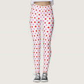 Leggings Motif Rouge et Rose sur Fond Blanc à Points (Devant)