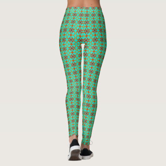 Leggings Motif rouge et vert rétro (Dos)