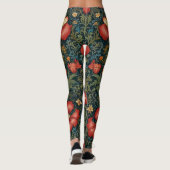 Leggings Motif rouge fleur sauvage William Morris Style (Dos)