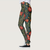 Leggings Motif rouge fleur sauvage William Morris Style (Gauche)