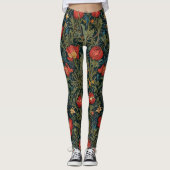Leggings Motif rouge fleur sauvage William Morris Style (Devant)