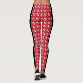 Leggings Motif rouge foncé, blanc et noir de volleyball (Dos)
