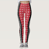 Leggings Motif rouge foncé, blanc et noir de volleyball (Devant)