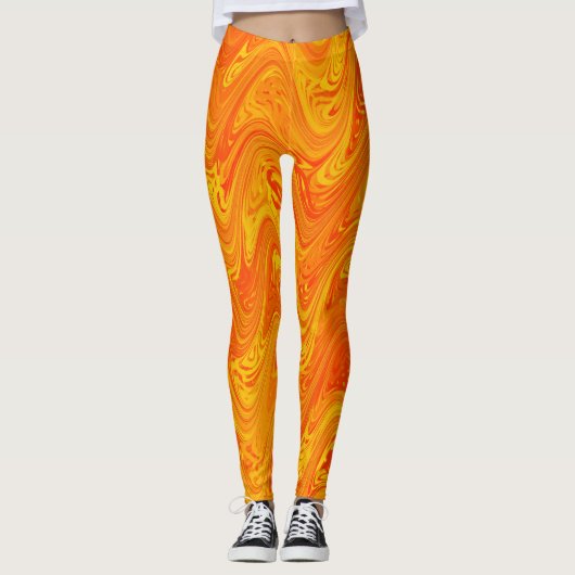 Leggings Motif rouge orange marbling (Devant)