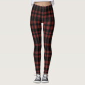 Leggings Motif rouge rustique et noir (Devant)