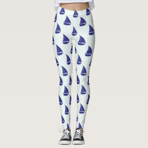 Leggings Motif Royal Blue Sailboat