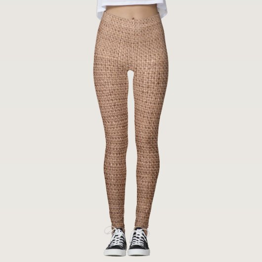 Leggings Motif rustique d'impression de toile de jute (Devant)