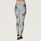 Leggings Motif rustique en patchwork noir et blanc rétro (Dos)