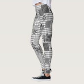 Leggings Motif rustique en patchwork noir et blanc rétro (Gauche)