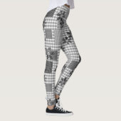Leggings Motif rustique en patchwork noir et blanc rétro (Droite)