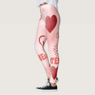 Leggings Motif sans couture à l'aquarelle Cœur Rouge
