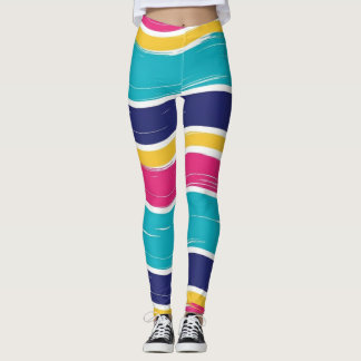Leggings Motif sans couture à rayures ondulées rétro