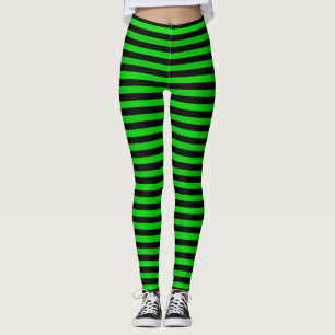 Leggings Motif sans couture à rayures vert citron et noir