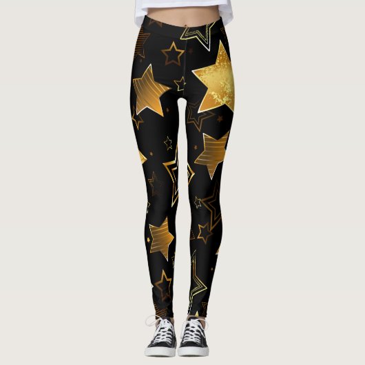 Leggings Motif sans couture avec étoiles d'or (Devant)