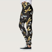Leggings Motif sans couture avec libellules d'or (Gauche)