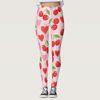 Leggings Motif sans couture Cerise & Cœur