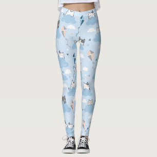 Leggings Motif sans couture Cute Kawaii Chats nuages de cer