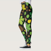 Leggings Motif sans couture de châtaignes et de hérisson (Gauche)