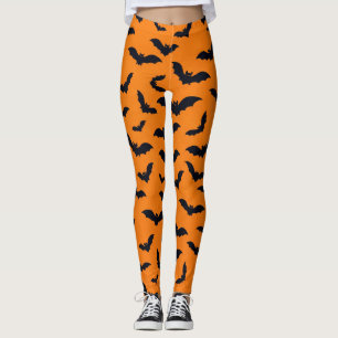 Leggings Motif sans couture de chauves-souris noires Hallow