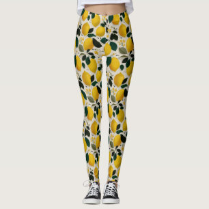 Leggings Motif sans couture de citron botanique vintage