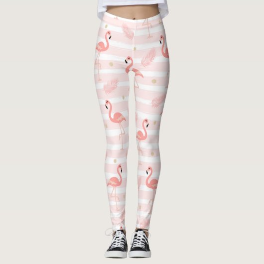 Leggings Motif sans couture de flamant rose mignon (Devant)