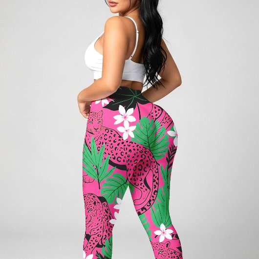 Leggings Motif sans couture de léopard rose chaud gras de l