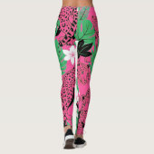 Leggings Motif sans couture de léopard rose chaud gras de l (Dos)