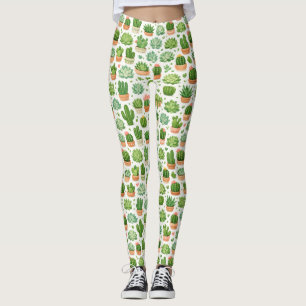 Leggings Motif sans couture de plante grasse mignonne