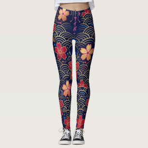 Leggings Motif sans couture de Sakura Cyberpunk Néo-Edo Jap