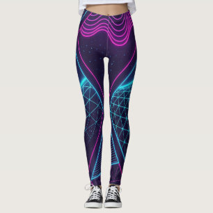 Leggings Motif sans couture de vagues néon futuristes pour