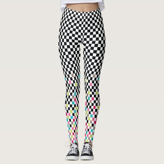 Leggings motif sans couture d'échecs (Devant)
