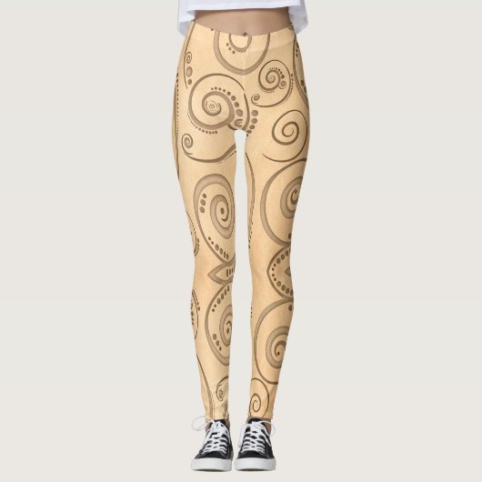 Leggings Motif sans couture feuille d'érable (Devant)