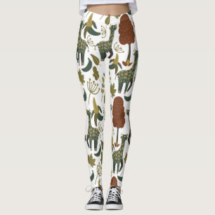 Leggings Motif sans couture Giraffe motif floral coloré